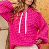 Women's Hoodies Womens Oversized Hoodie Drawstring Rose Pink Sweatshirts Drop Shoulder Pullover Solid