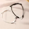 Bracelets de charme 1 paire simple alliage magnétique bracelet coeur serrure clé couple pour amant ami hommes femmes tressé corde bijoux cadeaux