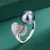 Stud Tahitian Pearl Earring Double Heart Shaped Cubic Zircon Necklace Ring For Women Jewelry Wedding Present for Guest Friends Gift YQ231211