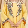 Vestidos casuais médio oriente árabe amarelo batwing manga roupas soltas moda plus size vestido dubai turista robe