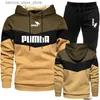 Herrspår 2023 Nya modemän Tracke Wear Stripe Hoodies+Sweatpants 2 Piece Set High Quality Autumn Winter Daily Casual Jogging Suit Q231211