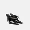 Классические туфли Кожаные туфли-лодочки на тонком высоком каблуке с заостренным вырезом и шнуровкой на тонком высоком каблуке Женские модные тапочки без шнуровки