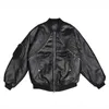 Herrjackor Firmranch Winter Archive Fashion Black Pu Leather Motorcykeljackor för män Kvinnor Tjock Bomber Coat med krökt blixtlås Design J231115
