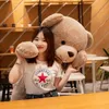 Pluche Poppen 90120CM Kawaii Strik Teddybeer Speelgoed Knuffeldier Jongen Kussen Cadeau voor Meisjes Volwassenen Indoor Decor 231211