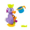 Bath Toys Shower For Kids Cute Yellow Duck Waterwheel Sea Horse Baby Faucet Bathing Play Water Spray Game Drop Delivery Maternity Dh7Wa