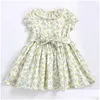 Robes de fille Enfants Filles À La Main Floral Smocké Été 2023 Enfant Fille Fleur Smock Robe Pour La Fête De Mariage Bébé Tenue Élégante Otfem