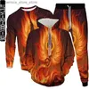 Chándales para hombres Fuego Animal Phoenix Llama Impresión 3D Hombres Ropa Traje Mujeres Al aire libre Casual Chándal Sudaderas Sudaderas Sudadera Pantalones 3pcs Set Tamaño S-6XL Q231211