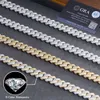 10/12/16/19 mm dwa rzędy VVS Out Out Diamond Naszyjnik 925 Srebrny Srebrny Naszyjnik Miami Moissanite Cuban Link