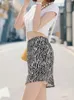 スカート夏のヒョウ柄の女性カジュアルペンシルミニスカートショートエラスティック黒い白い衣装2023ストリートウェア