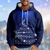 Herenhoodies Sweatshirt Heren herfst en winter Casual Trend Kerstprint Pullover Hoodie Grote Fuzzy Slipper