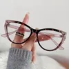 Sonnenbrille Mode Retro Cat Eye Anti Blaues Licht Gläser Metall Dreieck Rahmen Weibliche Strahlung Schutz Brille Für Frauen