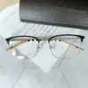 高品質のスターBE1332-DデザイナーEeybrow Big-Rim Men Glasses 56-17-145処方メガネフルスの格子型セミリムコントラスト318o