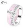 Moda de doble capa de cerámica anillos de mujer de buena calidad negro blanco rosa anillos de cristal para mujeres anillo medio joyería de moda regalos Y251Q