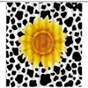 Tende da doccia Tenda alla moda Mucca bianca e nera Pelle di animale Modello di girasole giallo Decorazione del bagno Tessuto in poliestere