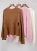 Tricots pour femmes Femmes 3 couleurs Pull Mohair Laine Mélanges Col Rond Simple Boutonnage Femelle Longue Manches Longues Tricot Cardigan Top Automne