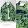 Vestes pour hommes printemps et automne cravate verte motif teint veste en jean lavé à l'eau coton mince rue lâche