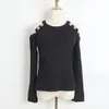 black white luxury sweaters womens long sleeve Off Shoulder pullover designer sweater women Clothing