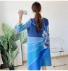 Casual Dresses Summer Dress for Women Slim and Stylish Round Neck Three-Piece Sleeve Pleated Print Loose Loose