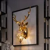 American Retro Gold Deer Lampy ścienne Porketki Lekkie oprawy Lampa do sypialni sypialnia LAMPA LAPE LED Dekorca domu Luminaire270o