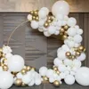 116pcs Set Mat Beyaz Altın Metalik Balonlar Çelenk Kemer Kiti Bebek Duş Düğün Partisi Krom Balon Dekorasyon Çocukları F231H