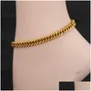 Bracelets de cheville large 7 mm chaîne à maillons cubains couleur or bracelet de cheville épais 9 10 11 pouces bracelet de cheville pour femmes hommes bracelets imperméables livraison directe Dhntx