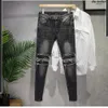 Herrbyxor mode street stil rippade mager jeans män vintage tvätt fast denim byxa mens casual smal fit blyerts denim byxor heta försäljning j1208