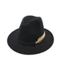 Fedora Hoed Mannen Voor Vrouw Wollen Top Britse Stijl Bladgoud Veer Jazz Goth Hoeden Designer Bruiloft Brede Brim3197678