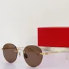 Heiße verkaufende Herren-Sonnenbrille der High-End-Marke aus Metall mit kleinem runden Rahmen, Signature C DE, modische, klassische Gold-Sonnenbrille für Herren und Damen, UV400, mit Originalverpackung CT0393