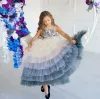 Vestidos largos con clase para niña de flores, cuello joya, tul sin mangas con apliques, vestido de fiesta hecho a medida para fiesta de boda