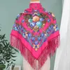Bufandas Mujeres Mantón con flecos Estampado floral con flecos Elegante manta cálida Bufanda para ancianos de mediana edad Otoño Invierno