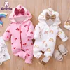 Rompers Winter Baby Cute Hooded Clothing Boys Girls Thick Warm Romper Autumn Unisex Infant Jumpsuits Spring Clothes 018M 231211