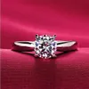 Классические кольца из 18-каратного белого золота 2 карата с большими бриллиантами CZ, лучший дизайн, свадебное обручальное кольцо с 4 зубцами для женщин210I