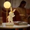 Dekorativa figurerNordic Rabbit Table Lamp Luxury Birthday Wedding Gift Nightlights Ins Cute Bunny Bedroom Decoration Led Atmosphere Night Light 231207