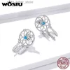 Stud WOSTU 925 Sterling Silver Dream Catcher Dangle Earrings Zircon Fashion Drop Earrings For Women Wedding Luxury Jewelry Gifts YQ231211