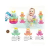 Bath Toys Baby Stacking Cup Toy Folding Boat Shape Tower Bading Shower Spela Spela Water Kit Education för spädbarnsgåva Drop Delivery DHFJG