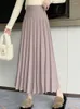 Skirts Knitted Long Skirt For Women 2023 Autumn Winter Korean Simple Solid A Line High Waist Pleated Warm Midi Female Z468