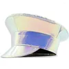大人のきらめきのためのベレー帽のきらめくキャプテン帽子特許レザーバチェロレットパーティーミュージックフェスティバルカーニバルコスチューム