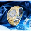 Moissanite relógio marca hip hop high end cheio de diamantes calendário à prova dwaterproof água relógio masculino pode passar no teste