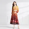 Casual férias floral boho maxi vestido de manga longa feminino pista com decote em v magro elegante impressão ajuste festa solta grandes vestidos de balanço 2024 primavera outono doce menina a linha vestidos