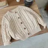 Casacos de inverno primavera estilo coreano bebê meninos meninas tricô cardigan manga comprida cor sólida casual solto suéter casaco crianças roupas