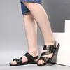 Sandalen Qiwn Mode Bequeme Einfarbig Offene Spitze Leder Hausschuhe Strand Für Männliche Schuhe Herren