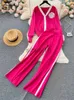 Женские брюки из двух частей SINGREINY OL с цветочным принтом из двух частей, женский модный кардиган с длинным рукавом с эластичной резинкой на талии, повседневный зимний свитер, костюм с длинными брюками J231211