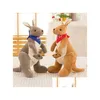 Stuffed Plush Animals 28Cm 40Cm 50Cm 70Cm Tall Australian Kangaroo With Baby Joey Animal Adventure Doll Toy For Kids Q0727 Drop De Otgbs