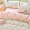 Bedding sets Ins Pink Flowers Set Flat Bed Sheet Duvet Cover Twin Full Queen Nordic Linen Boys Girls Floral Cartoon Sets 231211