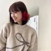 Women's Hoodies Autumn And Winter Versatile Loose Bow Pattern Crochet Soft Pullover Simple Sweater