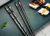 Chopsticks 5 Par Alloy Black Silver Metal Sticks Cirkulära kinesiska bordsartiklar U3Z06852314