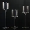 Glass Candle Holder Tall Tea Lights glass tea light Floating candle holder Hurricane Long Stem Pillar Candles Holder for Wedding Table Centerpiece Party Home