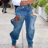 Jeans de mujer Moda Hollow Hundred con pantalones de mezclilla Slim Thin Hole Modelos de otoño e invierno