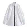 Женские блузки 2024, белая рубашка на молнии, женская модная осенняя современная длинная женская верхняя одежда с воротником и рукавами