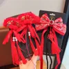 Baby Girl Bow Ball Tassel For Little Girls Red Chinese Style New Year Hair